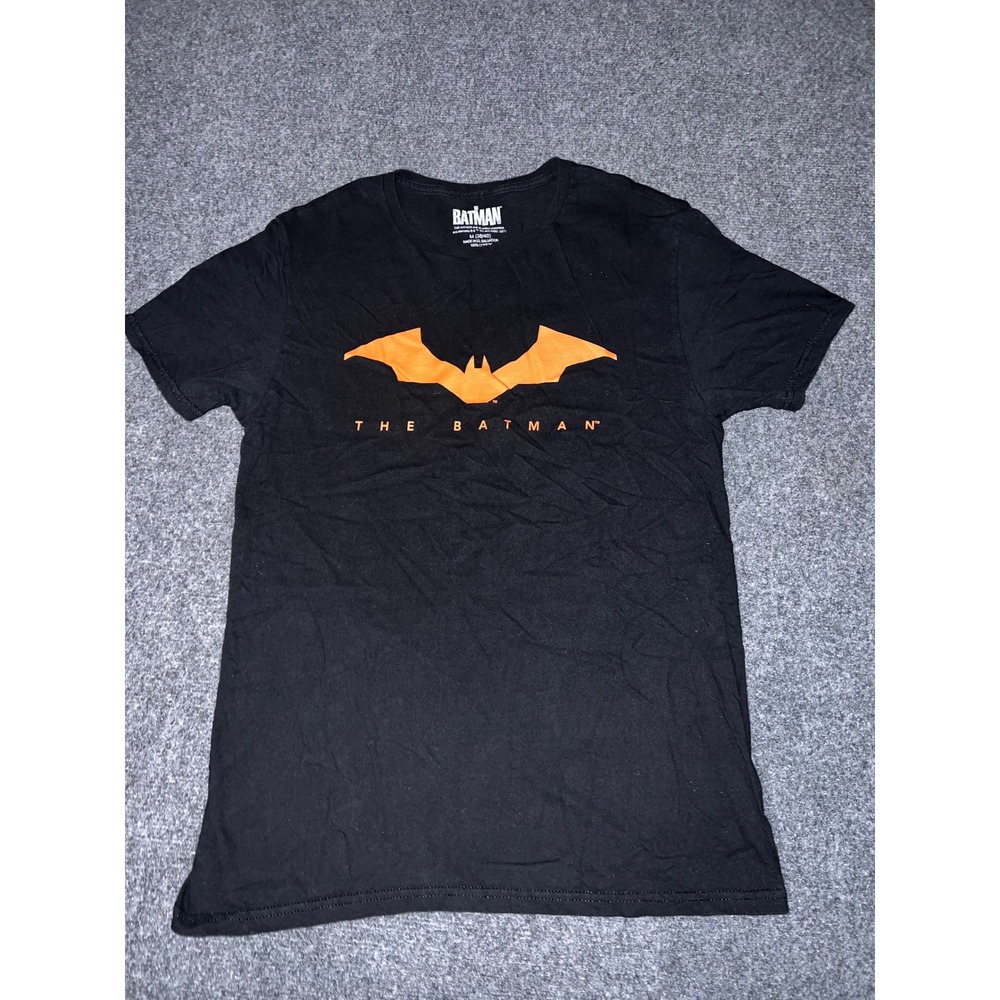 DC Comics The Batman Graphic T-Shirt Black Red Logo Size M 100% Cotton